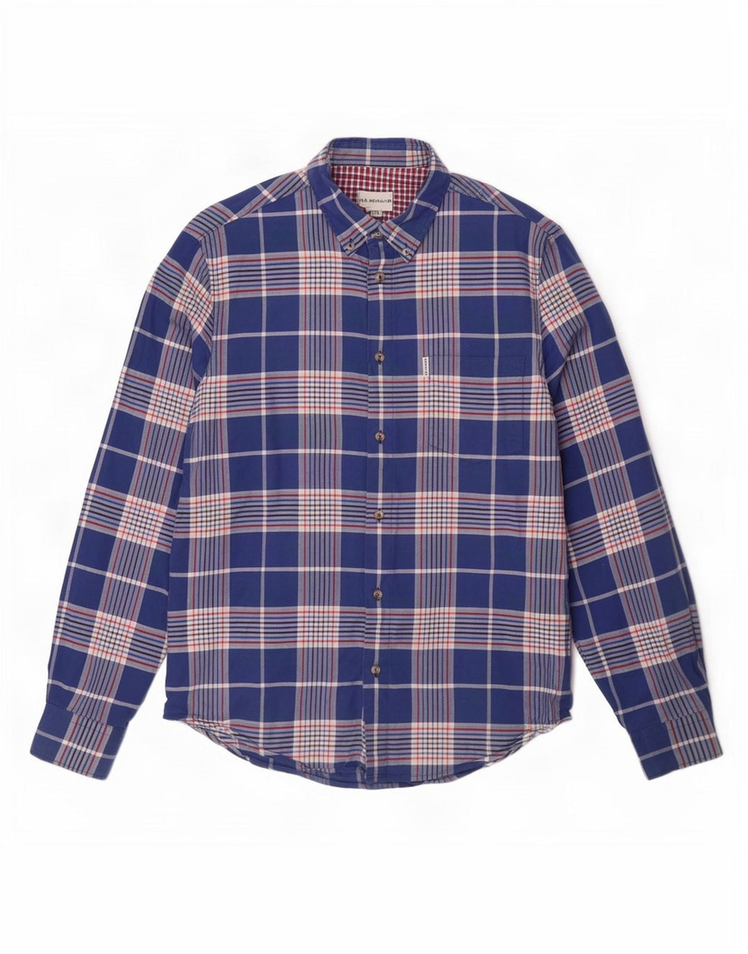 Ben Sherman Chemise Homme Grand Carreau Bleu Marine Coton