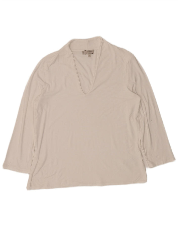HOBBS Haut à manches longues pour femme UK 44 Large Viscose Blanc