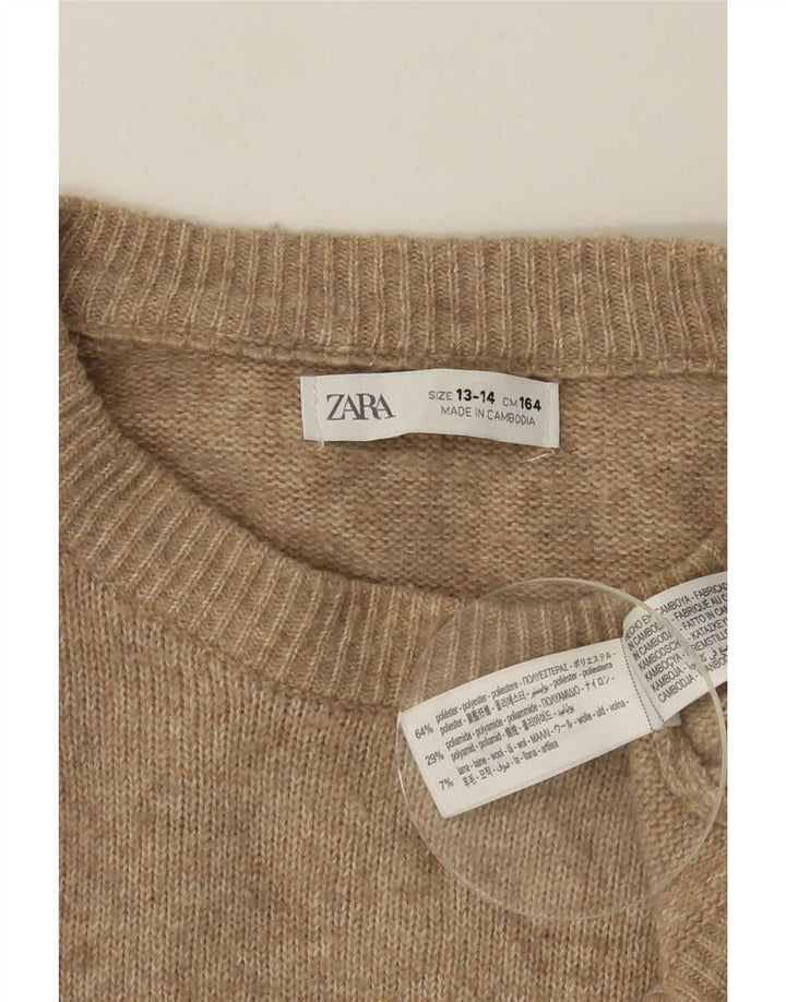 Zara Pull ras du cou pour garçon 13-14 ans Beige Polyester