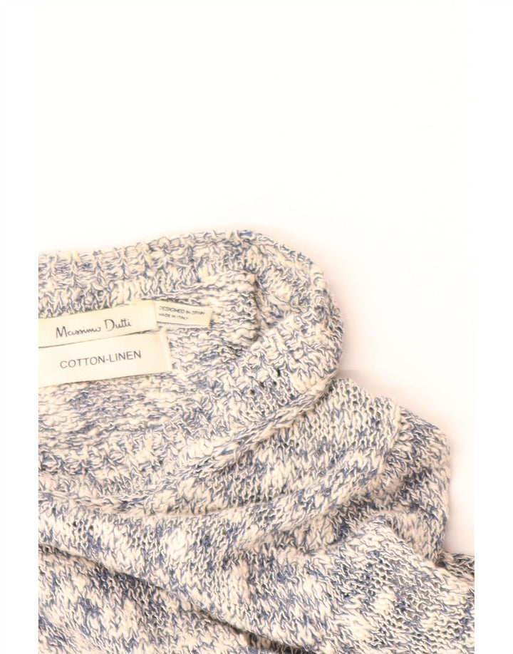 MASSIMO DUTTI Pull Cardigan Femme UK 12 Coton Chiné Gris Moyen