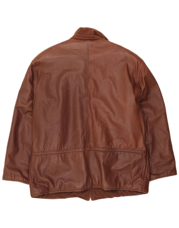 VINTAGE Veste en cuir homme UK 42 XL Cuir marron