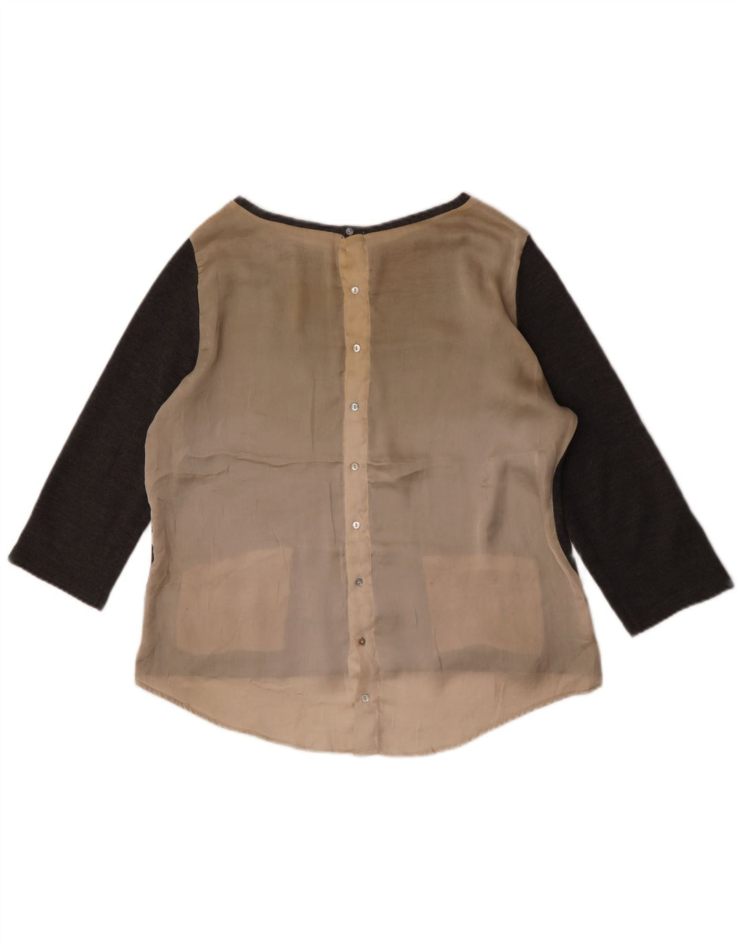 Zara Womens 3/4 Sleeve Blouse Top UK 16 Large Gris Colorblock