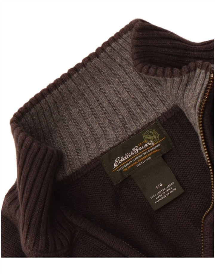 EDDIE BAUER Pull à col zippé pour homme en coton gris grand