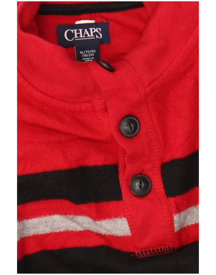 CHAPS Pull col boutonné pour garçon 15-16 ans XL Rouge Colourblock