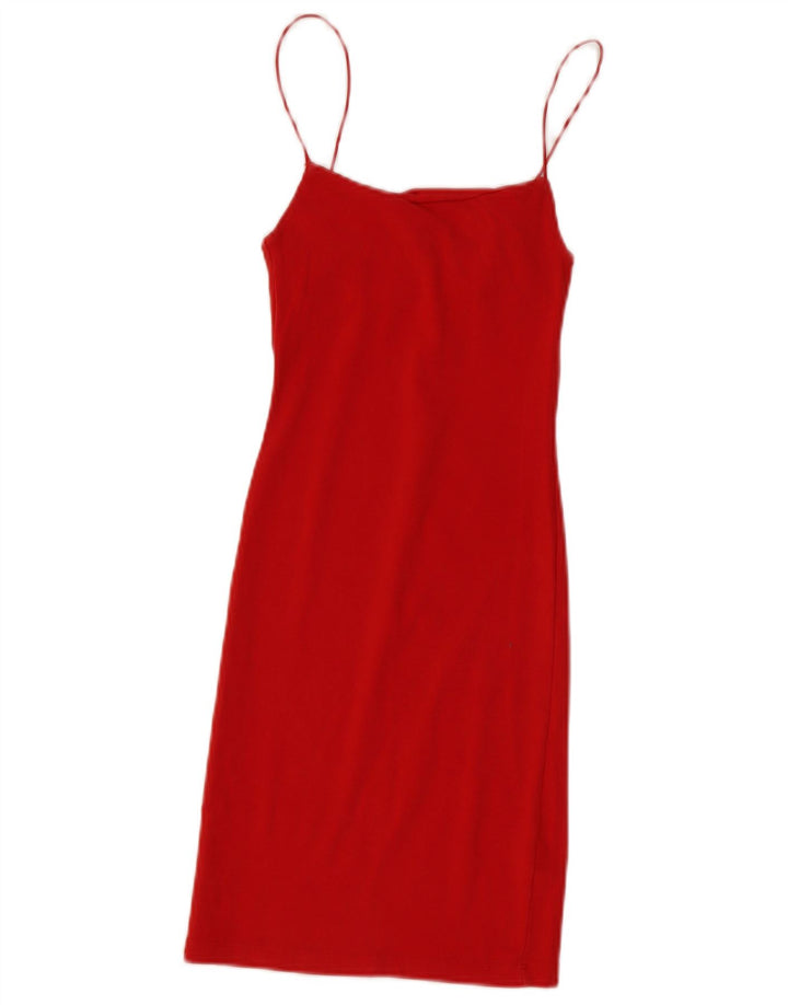 Zara Femme Robe d'été UK 8 Petit Coton Orange