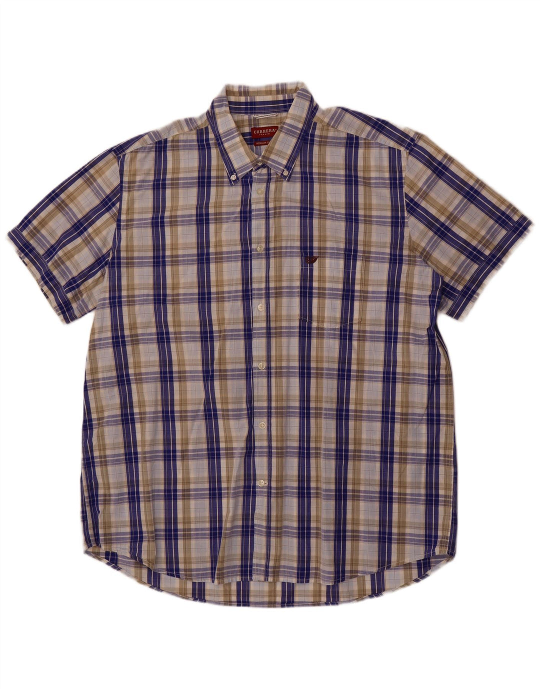 Carrera Chemise à manches courtes pour homme Coupe régulière 3XL Bleu à carreaux en coton
