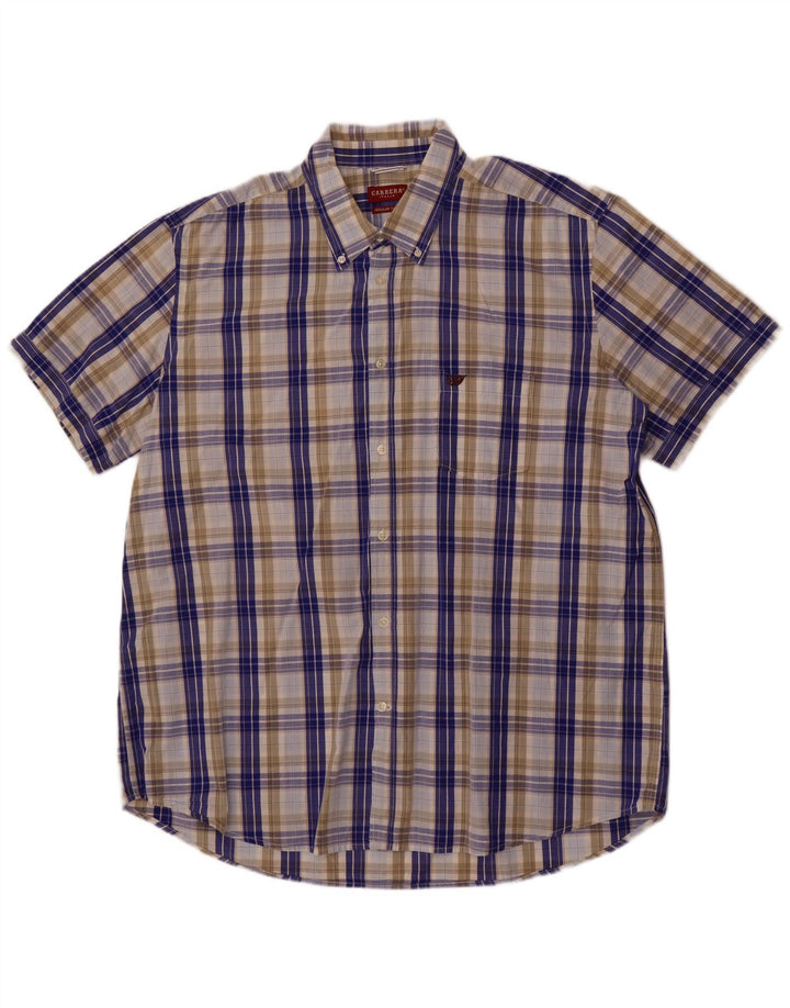 Carrera Chemise à manches courtes pour homme Coupe régulière 3XL Bleu à carreaux en coton