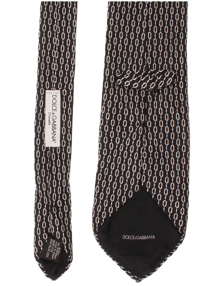 Dolce & Gabbana Cravate Homme Taille Unique Noir Géométrique Soie Classique