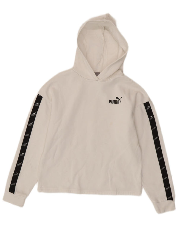 Puma Pull à capuche graphique court pour fille 13-14 ans Blanc Colorblock