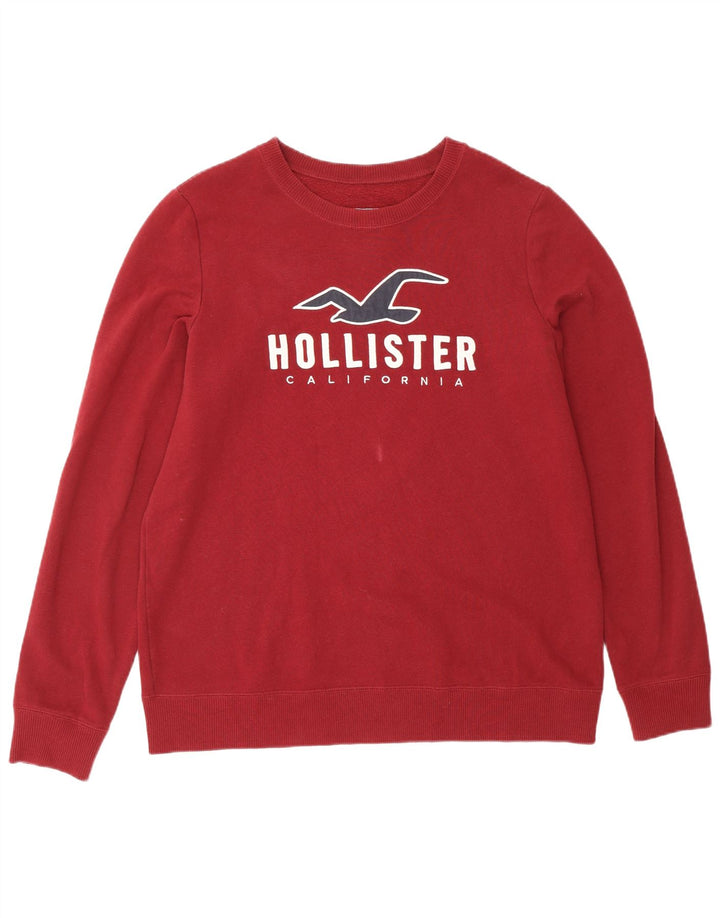 HOLLISTER Sweat-shirt graphique pour hommes, grand, en coton bordeaux