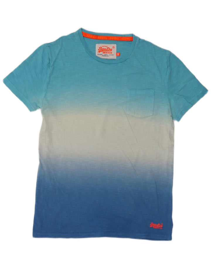Superdry Homme T-Shirt Top Petit Bleu Tie Dye Coton