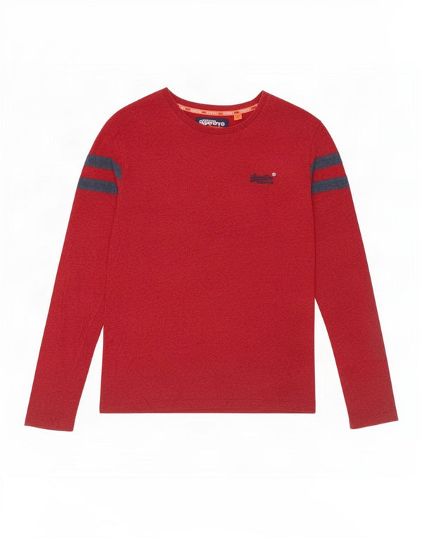 Superdry Haut à manches longues pour hommes en coton colour block bordeaux grand
