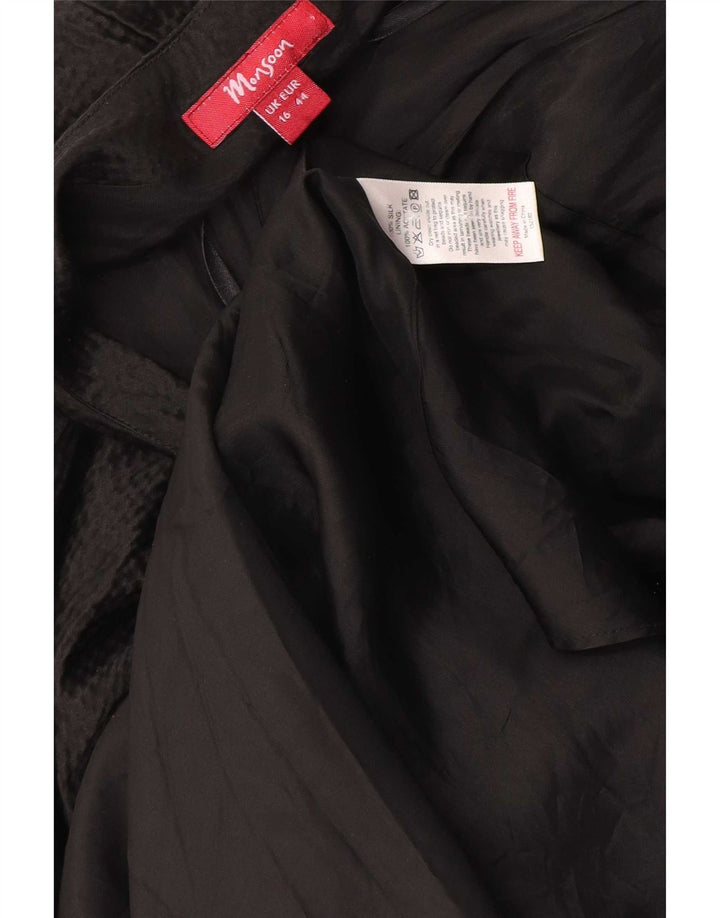 Monsoon Robe Maxi Licou Femme UK 16 Grande Soie Noire