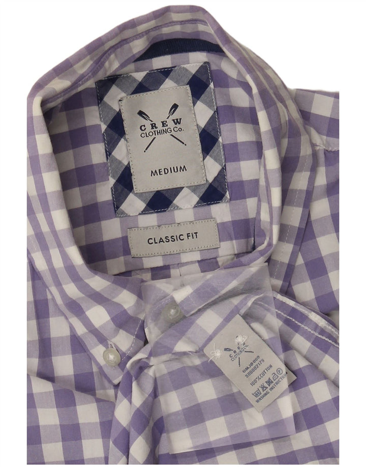 Crew Clothing Chemise coupe classique pour homme en coton vichy violet moyen