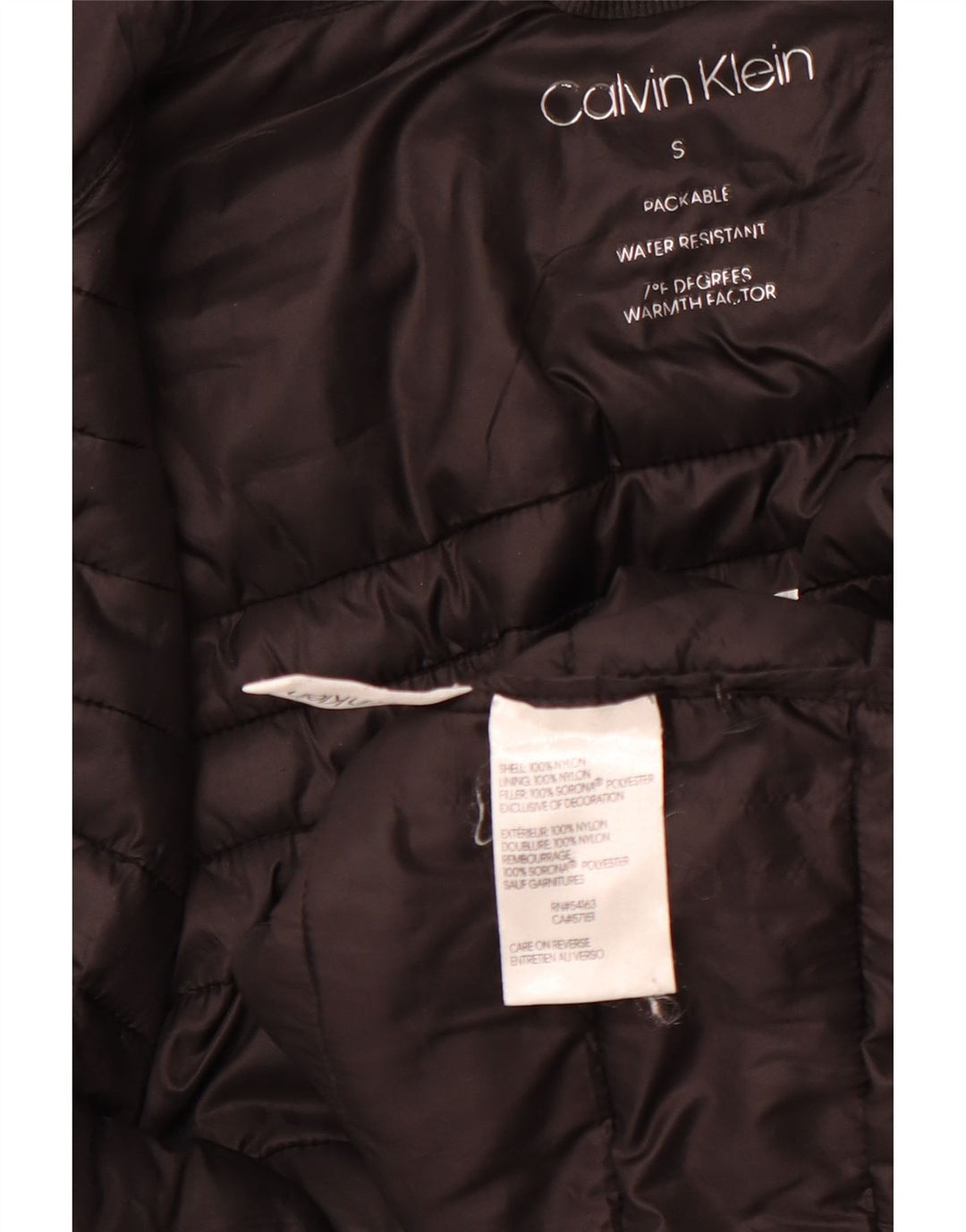 CALVIN KLEIN Veste matelassée graphique pour hommes UK 36 Small Black Nylon