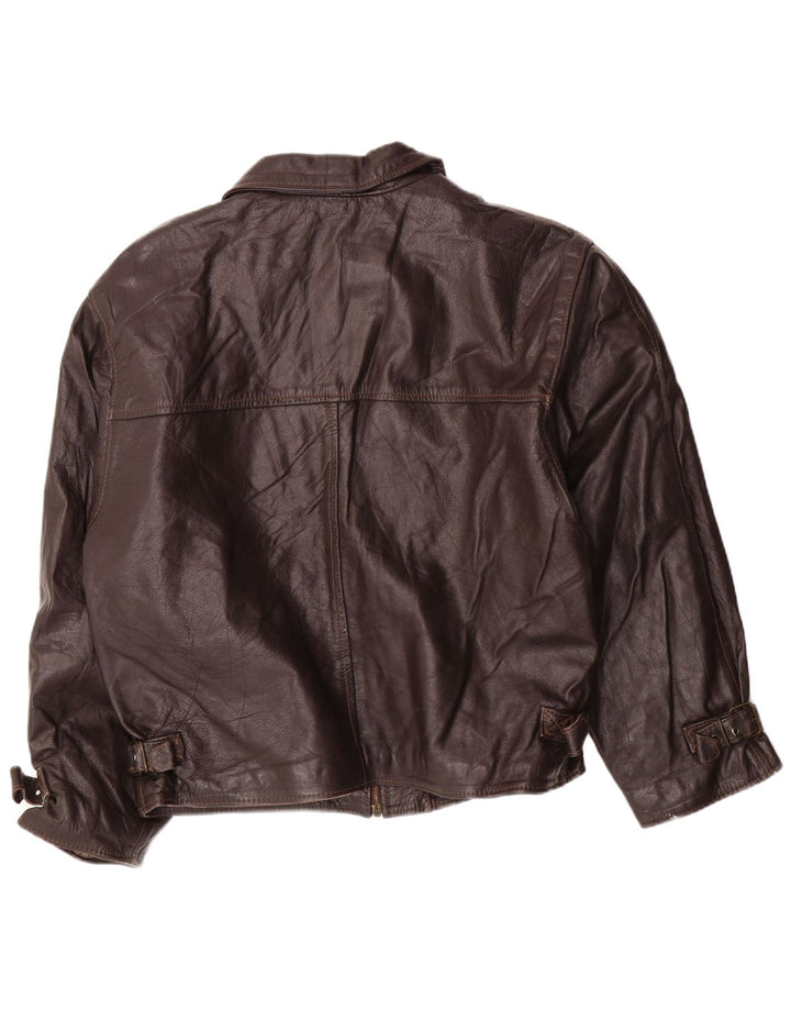 VINTAGE Veste en cuir homme UK 42 XL Cuir marron