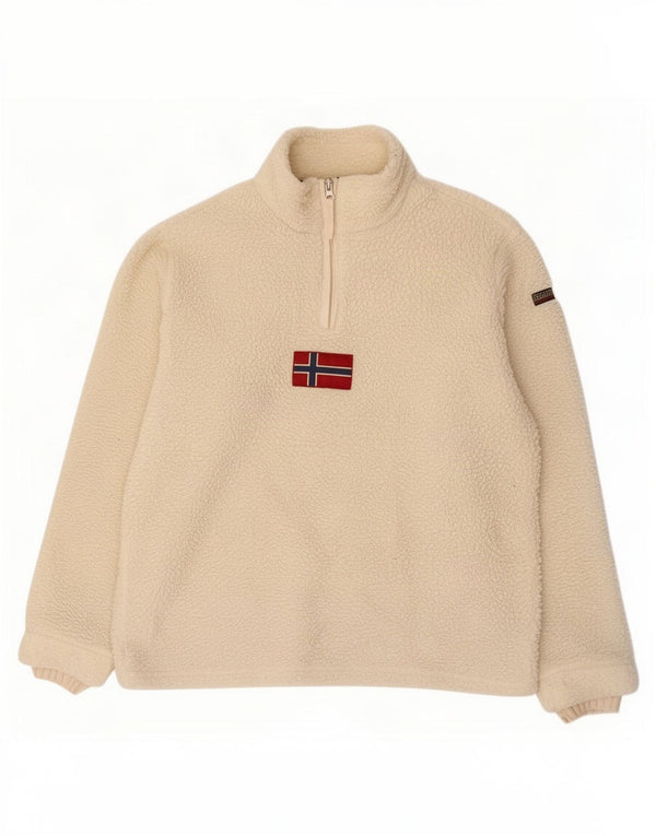 Napapijri Pull Polaire à Col Zippé Homme Large Off White