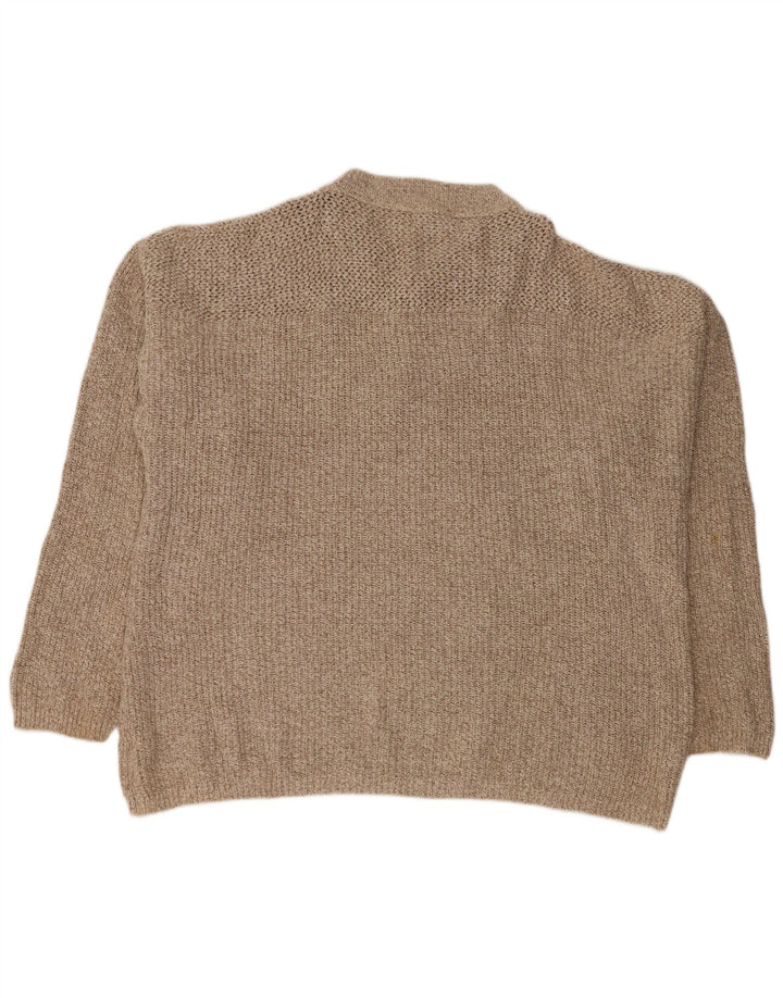 EDDIE BAUER Pull surdimensionné à col boutonné pour homme XL Beige moucheté