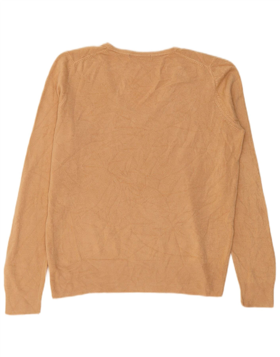 Marks & Spencer Pull col en V pour femme UK 12 Acrylique beige moyen