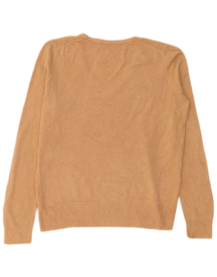 Marks & Spencer Pull col en V pour femme UK 12 Acrylique beige moyen