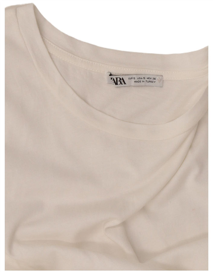 Zara Womens Crop Blouse Top UK 10 Petit Blanc