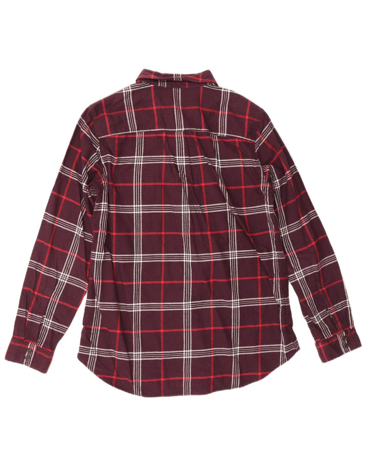 EDDIE BAUER Chemise en flanelle coupe classique pour femme UK 14 à carreaux bordeaux moyen