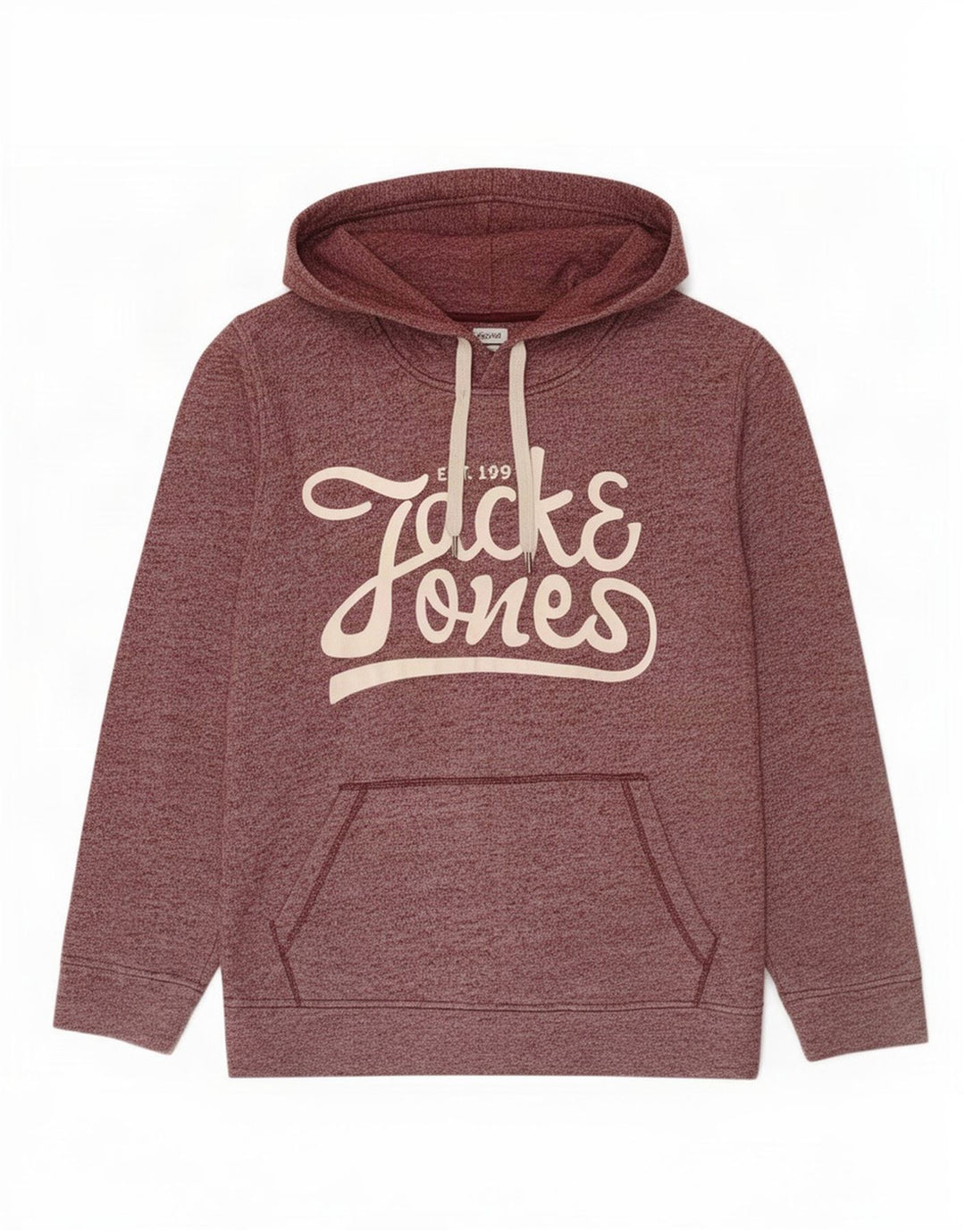 Jack & Jones Pull à capuche graphique pour homme en polyester moucheté bordeaux moyen