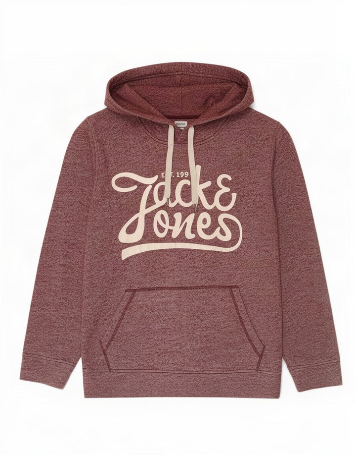 Jack & Jones Pull à capuche graphique pour homme en polyester moucheté bordeaux moyen