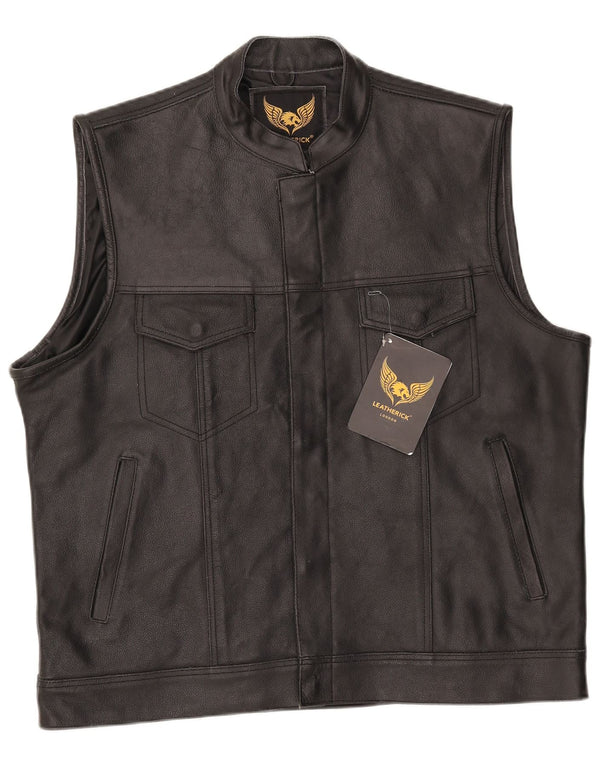 Leatherick Gilet en cuir pour homme UK 44 2XL Cuir noir