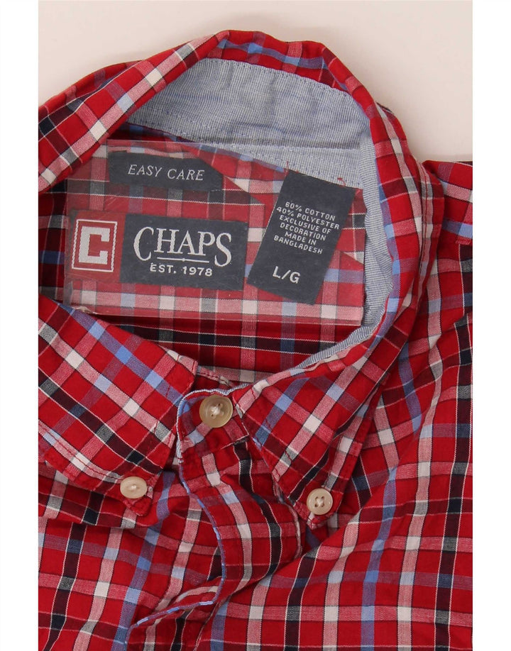 Chaps Chemise à manches courtes pour homme en coton à grands carreaux rouges