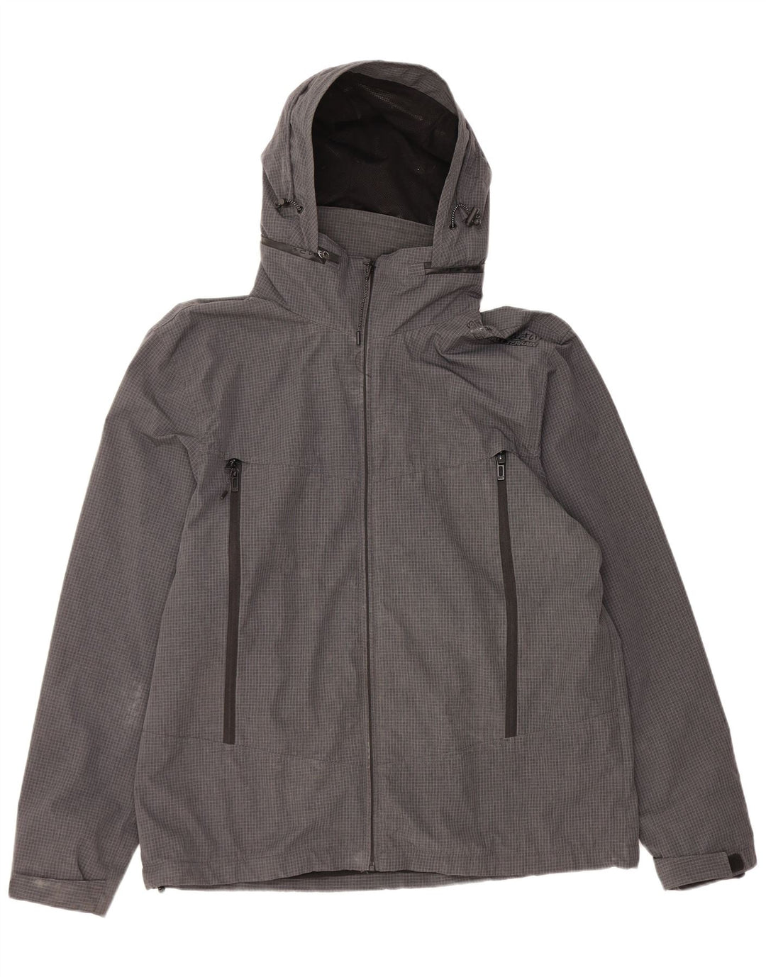 Superdry Veste de pluie à capuche graphique pour hommes UK 46 3XL Gris à carreaux Polyester