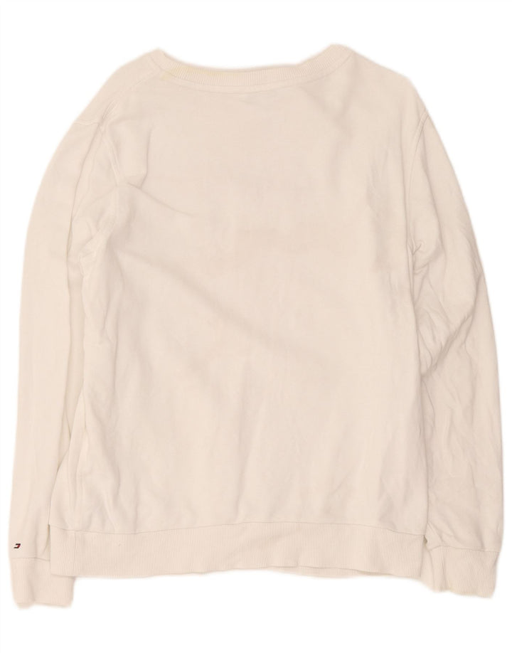 Tommy Hilfiger Sweat-shirt surdimensionné graphique pour femme UK 10 Petit Blanc