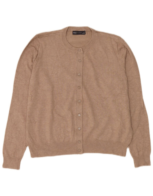 MARKS & SPENCER Cardigan court pour femme UK 18 XL Beige Viscose