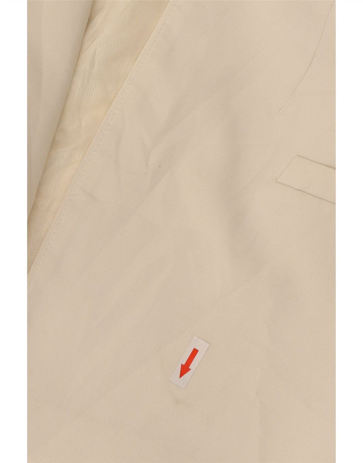 Zara Femmes Crop Open Blazer Veste UK 6 XS Blanc Cassé Polyester