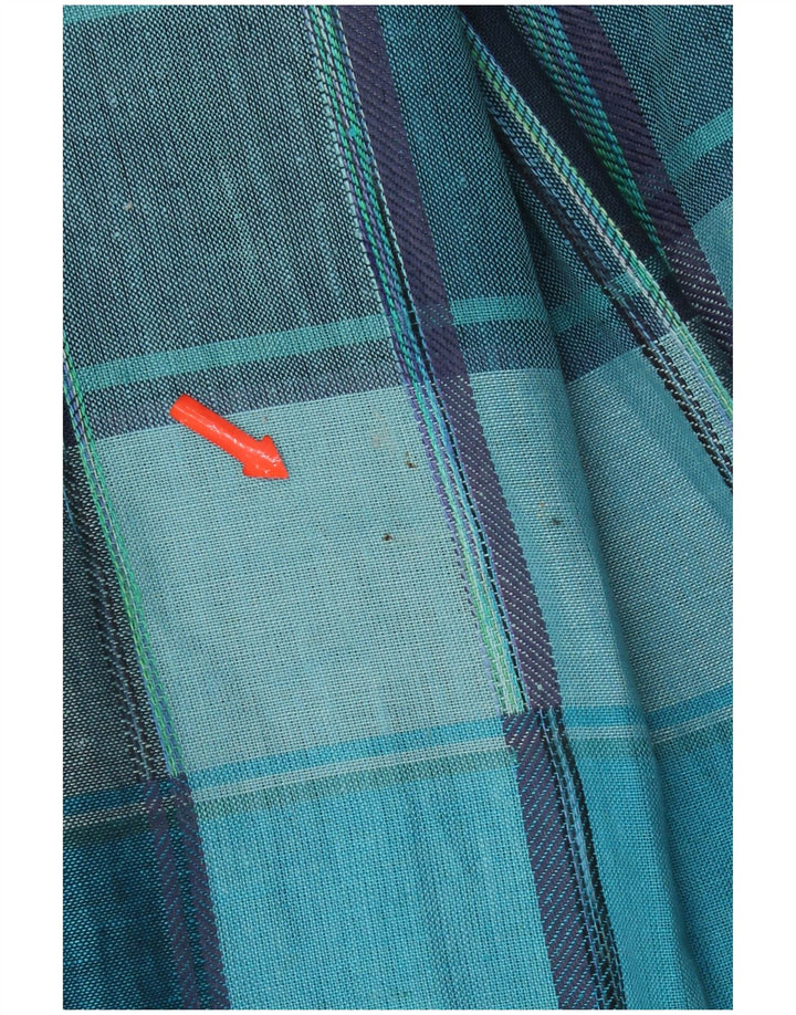 vintage Femme 2 Bouton Blazer Veste UK 18 XL Bleu Check Viscose