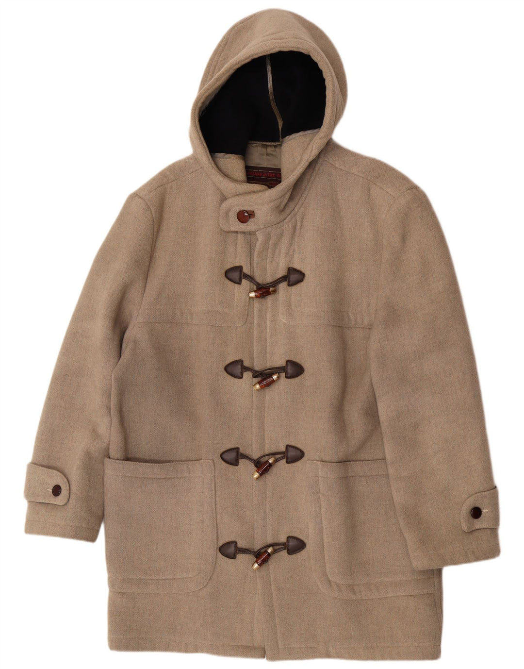 Zip Homme Duffle Coat à capuche UK 38 Laine Gris Moyen