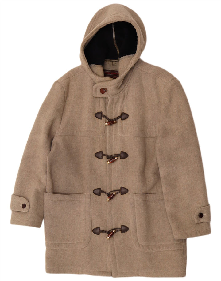 Zip Homme Duffle Coat à capuche UK 38 Laine Gris Moyen