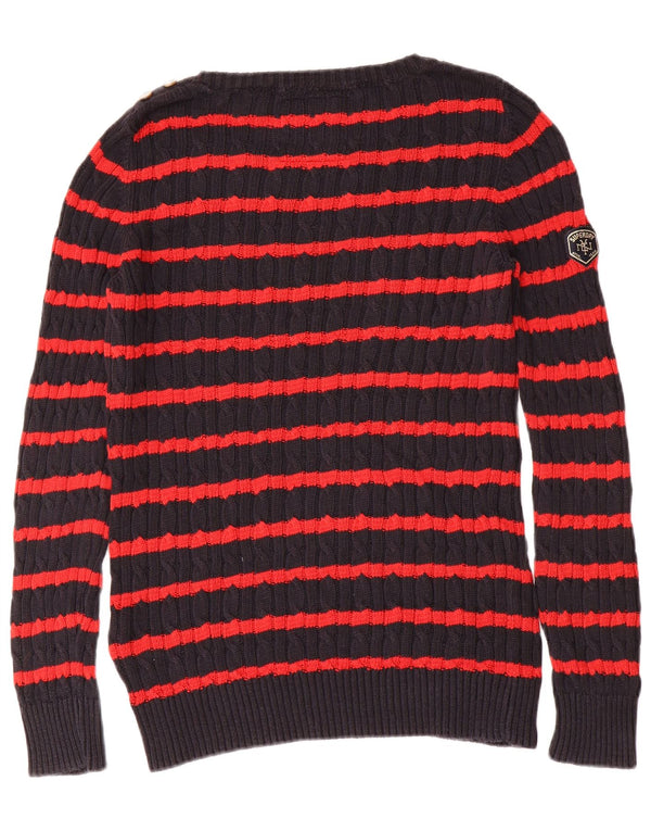 Superdry Pull ras du cou pour femme UK 12 Bleu marine moyen rayé