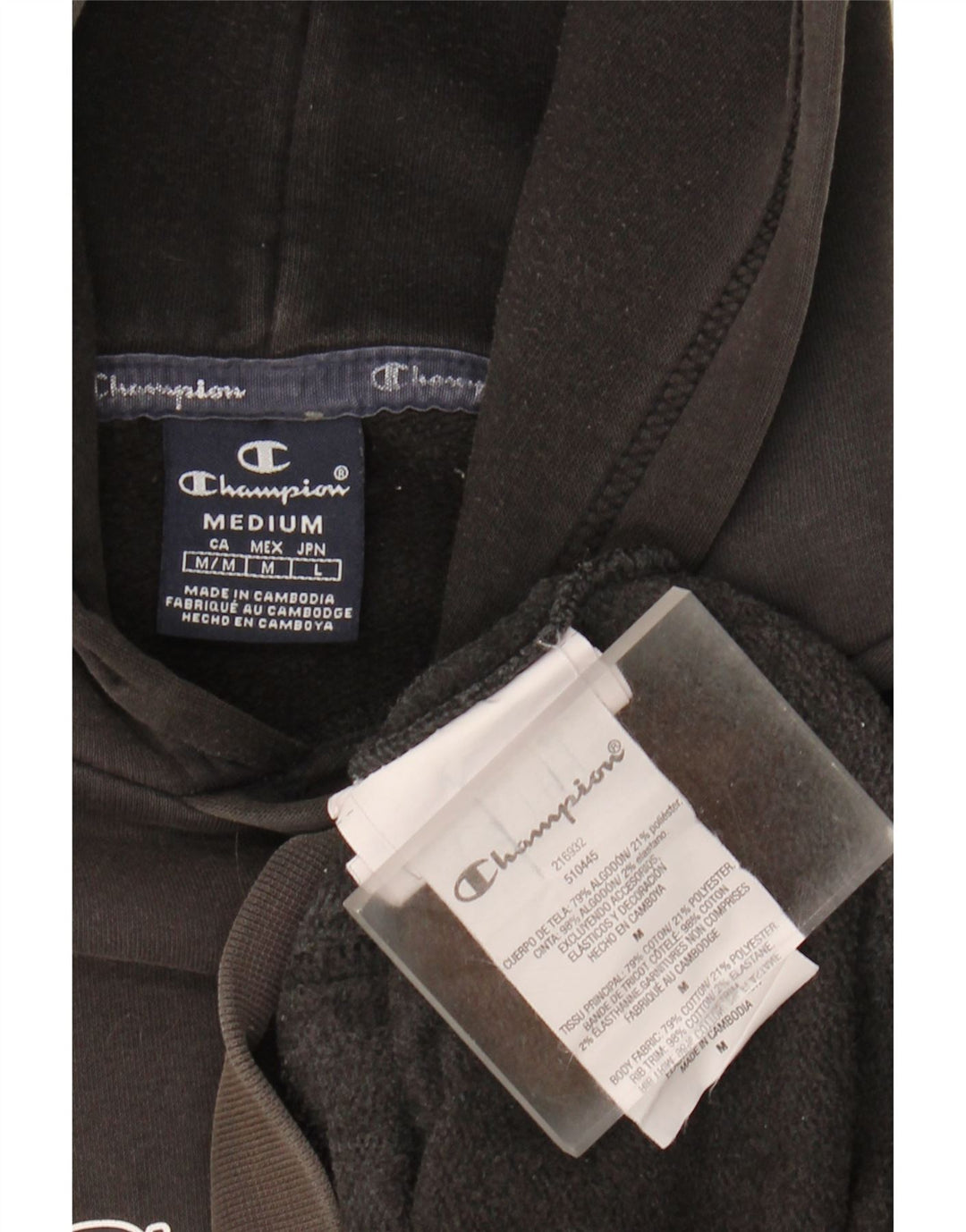CHAMPION Mens Hoodie Jumper Medium Black Cotton