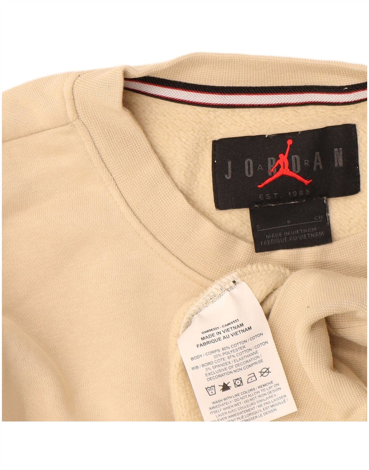 JORDAN Mens Graphic Sweatshirt Jumper Small Beige Cotton