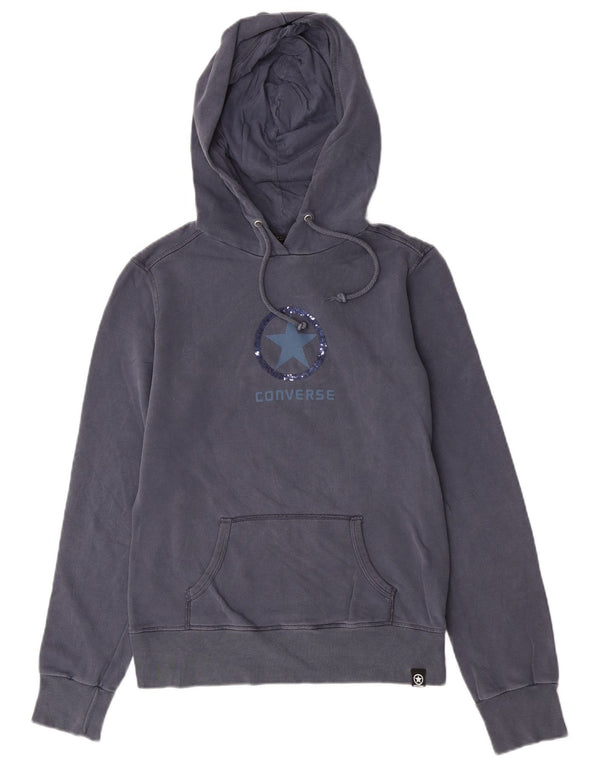 Converse Pull à capuche graphique pour femme UK 16 Large Bleu Coton