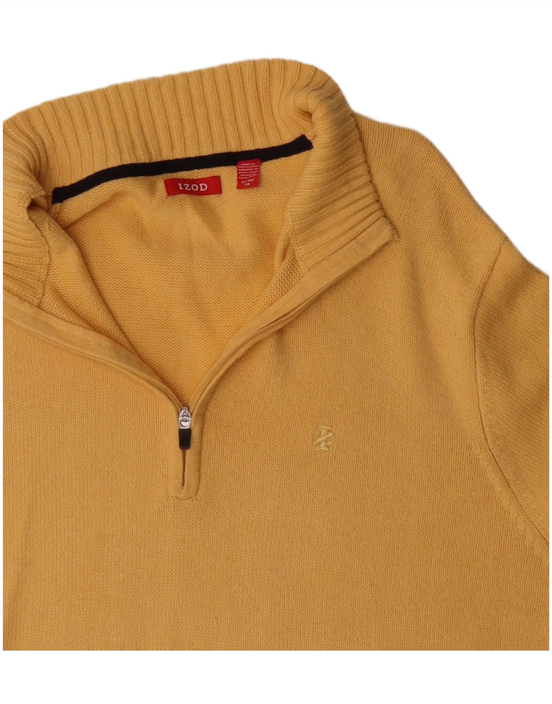 IZOD Pull Col Zippé Homme XL Jaune Coton