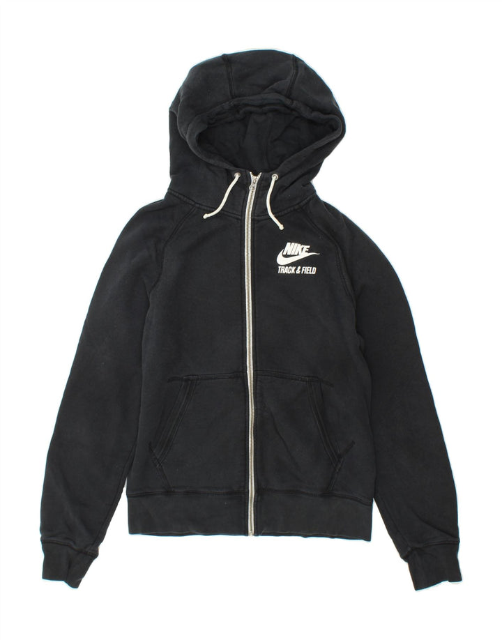 NIKE Mens Graphic Zip Hoodie Sweater Small Black Cotton Vintage Nike and Second-Hand Nike from Messina Hembry 