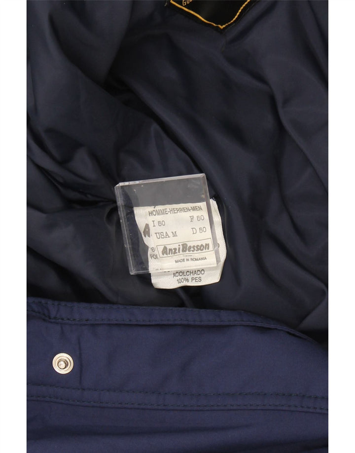 ANZI BESSON Mens Utility Jacket IT 50 Large Navy Blue Polyester