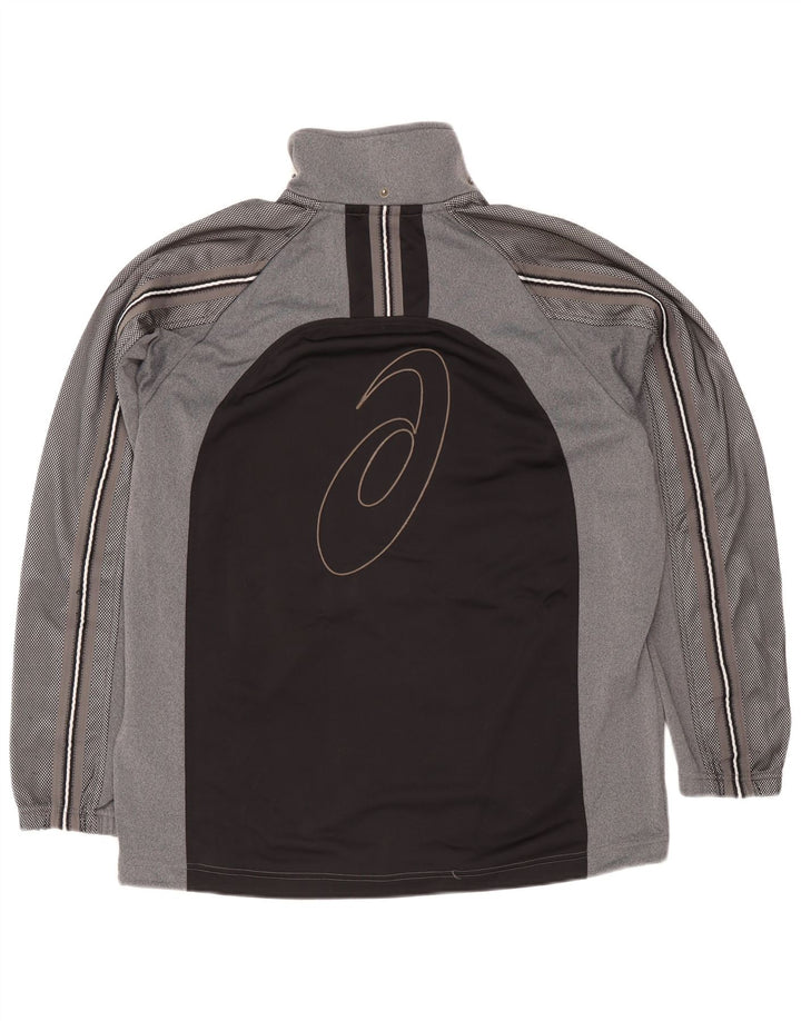 Asics Veste de survêtement graphique pour hommes, grand, gris, color block, polyester