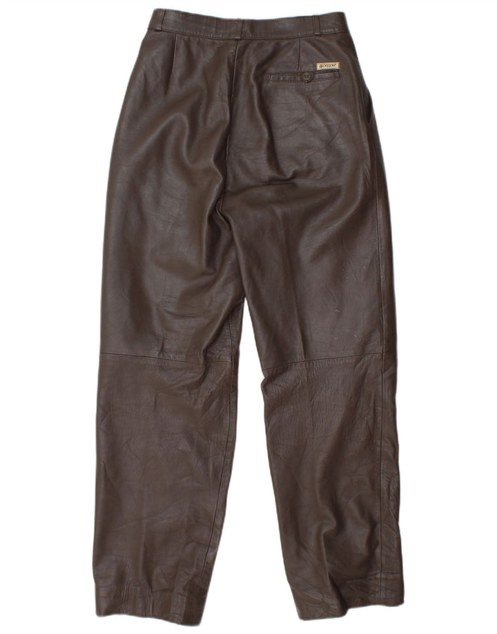 VINTAGE Pantalon droit en cuir pour femme W25 L29 Marron