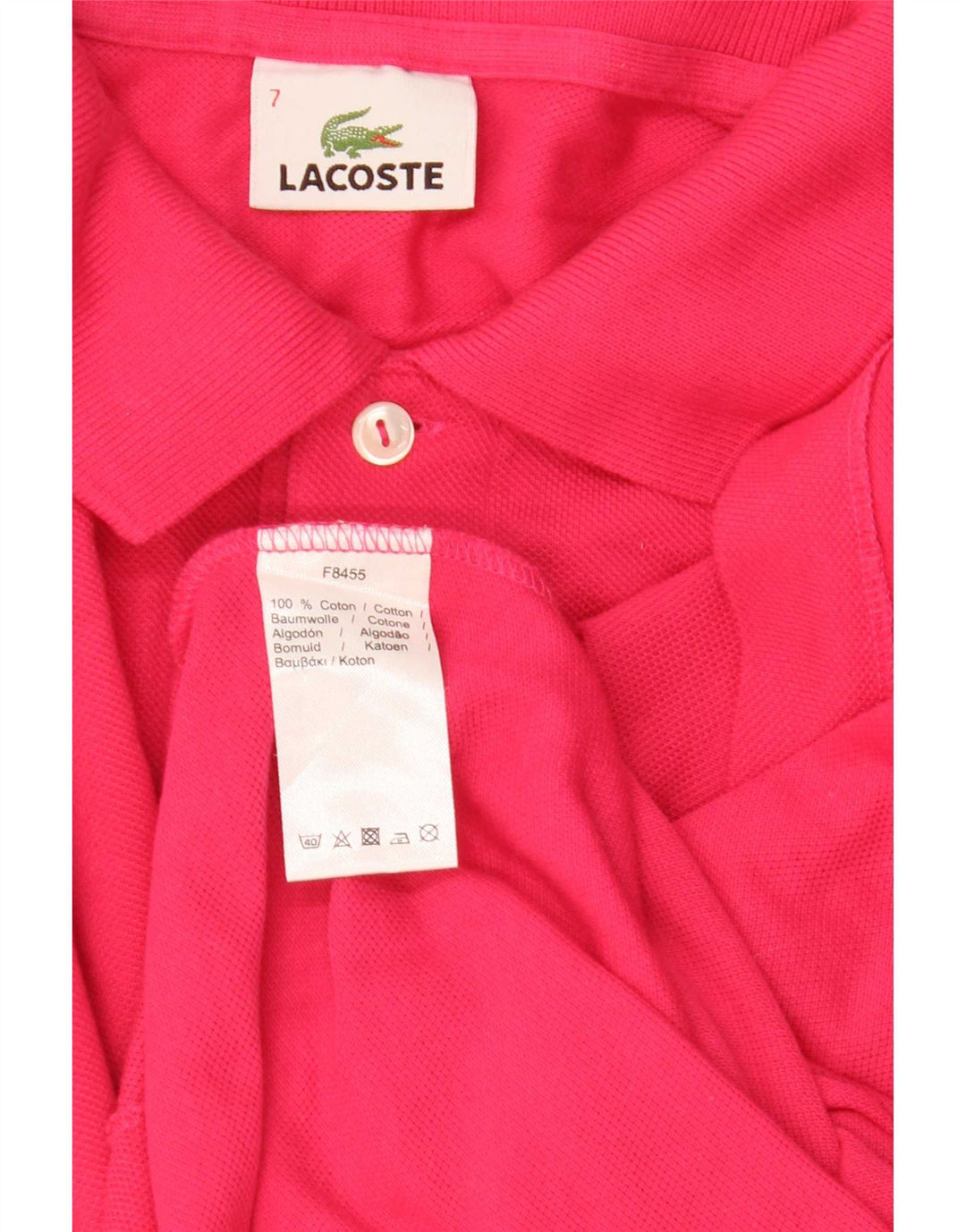 Lacoste Polo Homme Taille 7 2XL Coton Rose