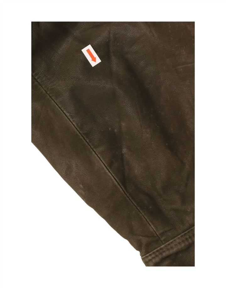 veste en cuir homme vintage IT 52 XL Cuir Kaki