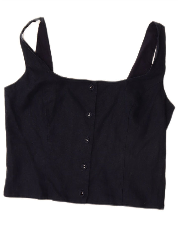 Crop Top Boden Femme UK 42 Lin Bleu Marine Moyen