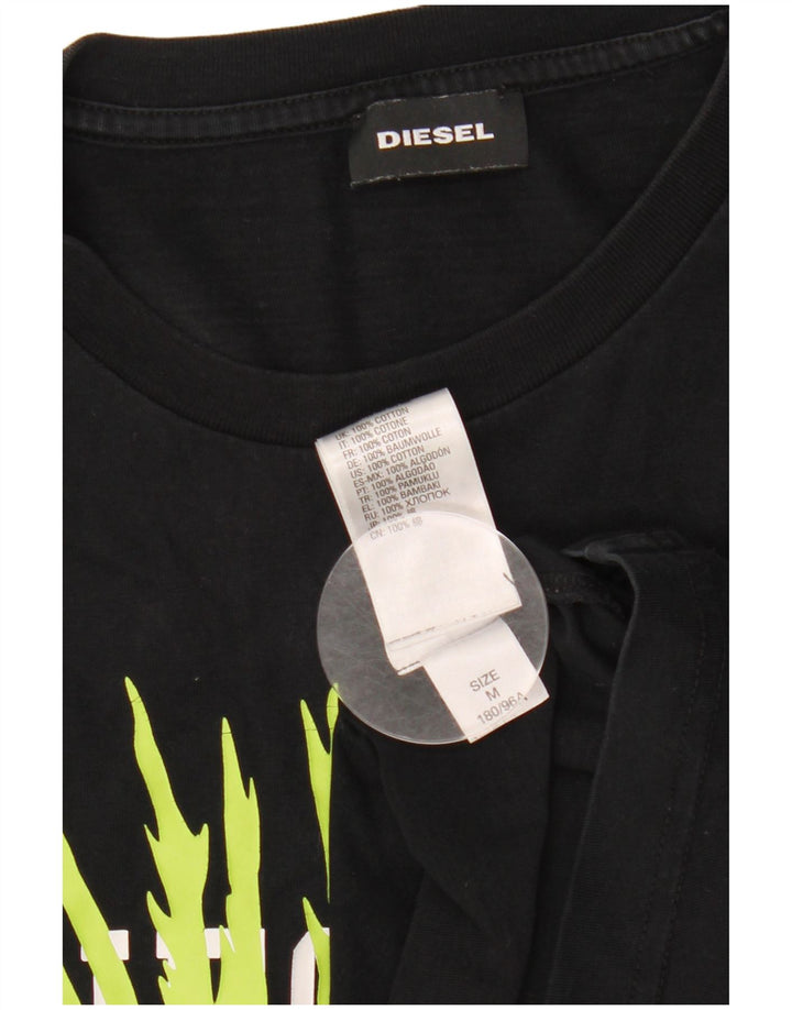 DIESEL T-Shirt Graphique Femme UK 14 Coton Noir Moyen